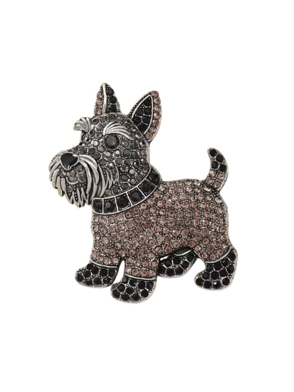 Crystal-Accented Scottish Terrier Dog Brooch Pin Rhinestone